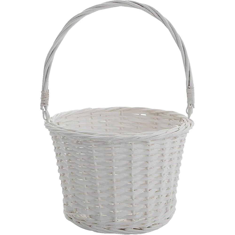 imageWhite Easter Basket Woven Wood 12quot Wide Great For Easter Decor and Baskets