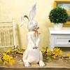 Fun Express 15.5 Inch Tall Rustic Easter Rabbit Figurine – Premium Farmhouse Easter Decorations for Home | White Bunny Statue for Spring Decor, Table Centerpiece & Mantel Display