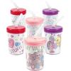 Fun Express Set of 12 Pieces DIY Valentine Party Cups W/Lids and Straws for Kids, BPA Free Plastic, Valentine’s Day Crafts and Party Supplies, Multi-Color