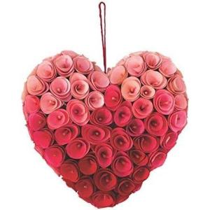 12 Inch Valentine’s Day Wooden Rose Heart Wreath