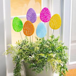 5 1/2″ Easter Egg Die-Cut Yard Stakes – 6 Pieces