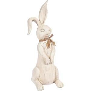 Fun Express 15.5 Inch Tall Rustic Easter Rabbit Figurine – Premium Farmhouse Easter Decorations for Home | White Bunny Statue for Spring Decor, Table Centerpiece & Mantel Display