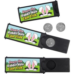 Fun Express 3 1/4″ x 1 1/4″ Easter Down the Rabbit Hole Plastic Magic Coin Tricks – 12 Pieces(Coint Trick)