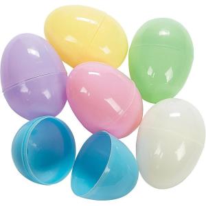 Fun Express Large Pastel Easter Eggs – Easter Hunt Party Supplies – Assorted (Set of 12 Eggs, 3 inch Size)