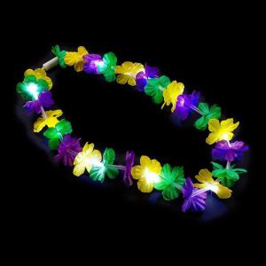 Fun Express Mardi Gras Light Up Leis – Set of 12 Flower Neclaces – Mardi Gras Party Supplies