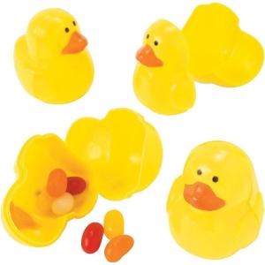 Fun Express One Dozen (12) Plastic Ducky Shaped Easter Eggs