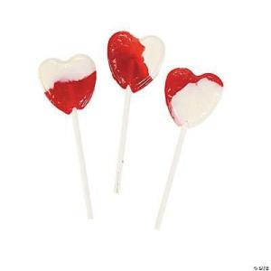Fun Express Strawberry N’ Cream Heart Shaped Lollipops Bulk – 38 Individually Wrapped Valentine’s Day Candy Suckers | Pink & Red Heart Candy for Party Favors, Buffets & Holiday Treats – 1.5 lbs(Strawberry)