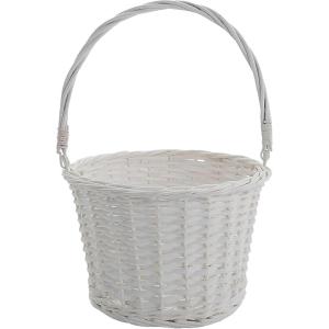 White Easter Basket, Woven Wood, 12″ Wide, Great For Easter Decor and Baskets