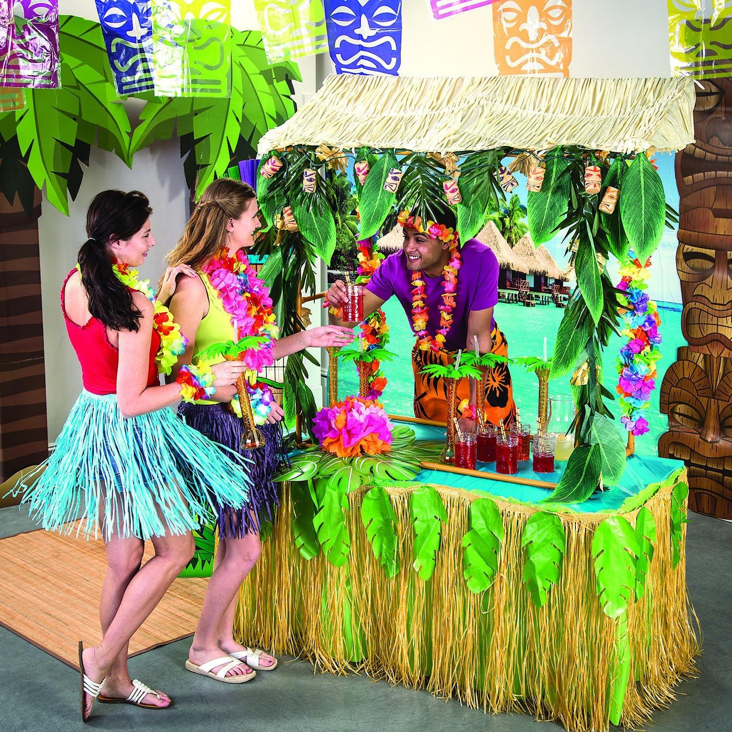 imageFun Express Jumbo Tiki Mask Cardboard Cutouts 3436 Inch 3 Piece Set Brown Tribal Design Perfect Tiki Bar Decor for Hawaiian Luau Party Decorations Beach Themed Room ampamp Tropical Wall Art Display