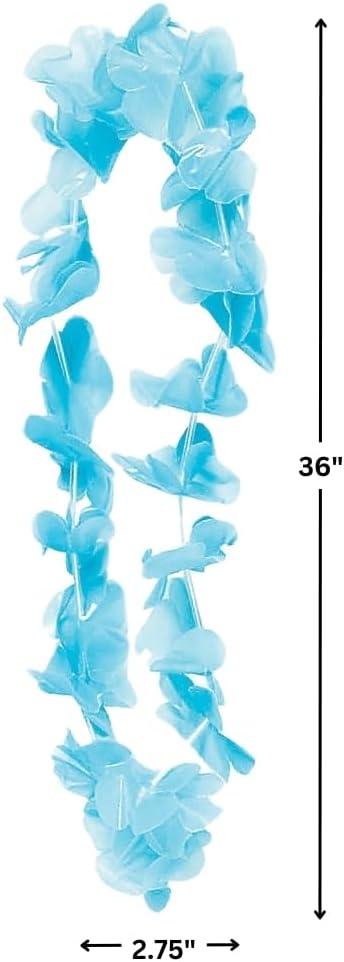 imageFun Express Light Blue Lei Flower Necklaces Set of 12 Luau Tiki Destination Wedding Party Supplies