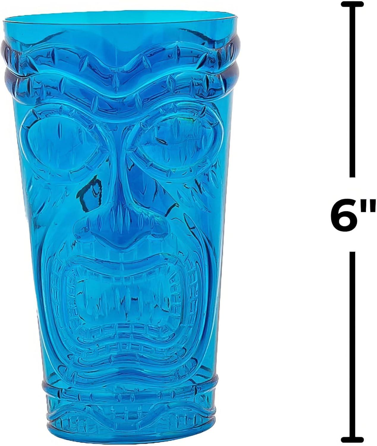 imageFun Express Plastic Tiki ReUsable Cups 12 Pieces 20 oz Assorted Neon Colors Reusable Cups Great for Tiki and Luau Parties Birthdays Bridal Showers and Cook Outs