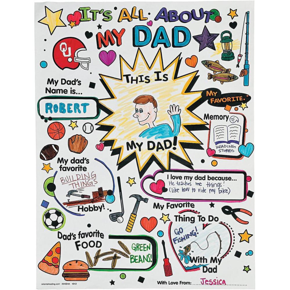 imageColor Your Own All About Dad Poster  Set of 30  Fathers Day Craft Gifts for Kids and Fun Home Activities