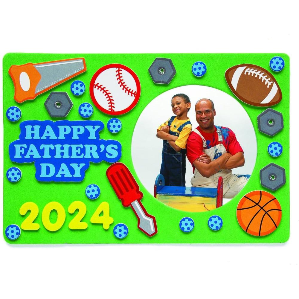 imageFun Express 2025 Make Your Own Year Fathers Day Picture Frame Craft Kit Set of 12 Great for Classroom Summer Camp and Home Crafts for Kids