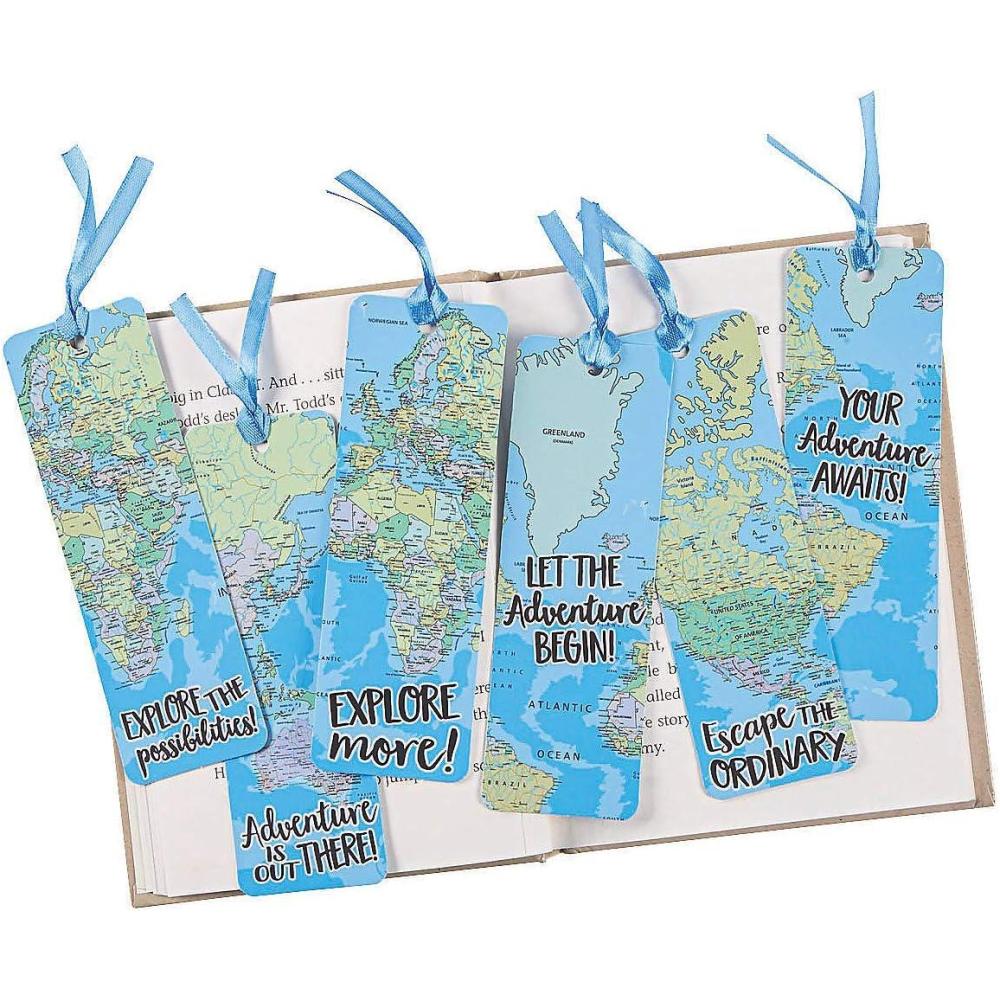 imageFun Express 2quot x 6quot Bulk 48 Piece World Map Multicolor Cardstock Bookmarks  Great for School Incentives and Learning Activities