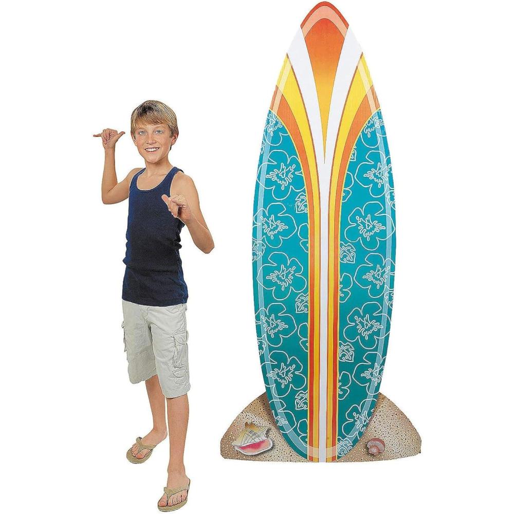 imageFun Express 6 Ft Orange ampamp Blue Flower Pattern Surfboard Cardboard Cutout StandUp  Great for Beach Luau and Tiki Themed Birthdays Office Parties and Grand Events