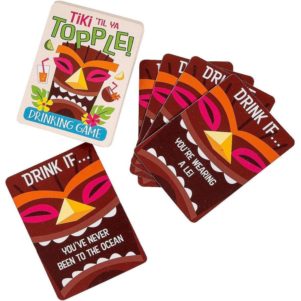 imageFun Express Adult Luau Drinking Game Cards Pieces Party Games Adults Partygoers Beach Lovers Tropical Luau Ideal for Summer or Beach Fun Challenges Drinking Rules Game