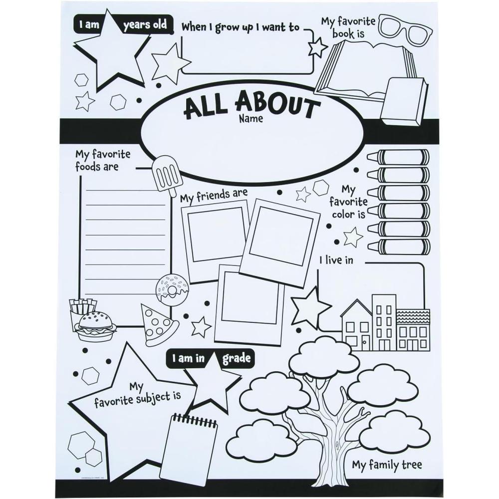 imageFun Express All About Me Posters for Kids  30 Color Your Own Star Posters  DIY School Classroom Daycare Preschool Kindergarten Activities