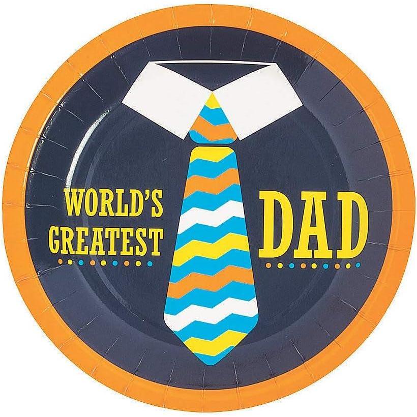 imageFun Express Fathers Day Party Worlds Greatest Dad Paper Dessert Plates  Disposable Tableware Dessert Plate for Birthday Wedding Graduation Parties and Festivities Party Supplies  8 Pieces