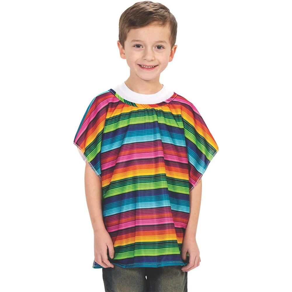 imageFun Express Fiesta Kids Serape Poncho  Colorful MexicanInspired Apparel for Kids  Ideal for Costume Parties Festivals Cinco de Mayo  Cultural Celebrations Soft ampamp Comfortable MultiColor  1 Piece