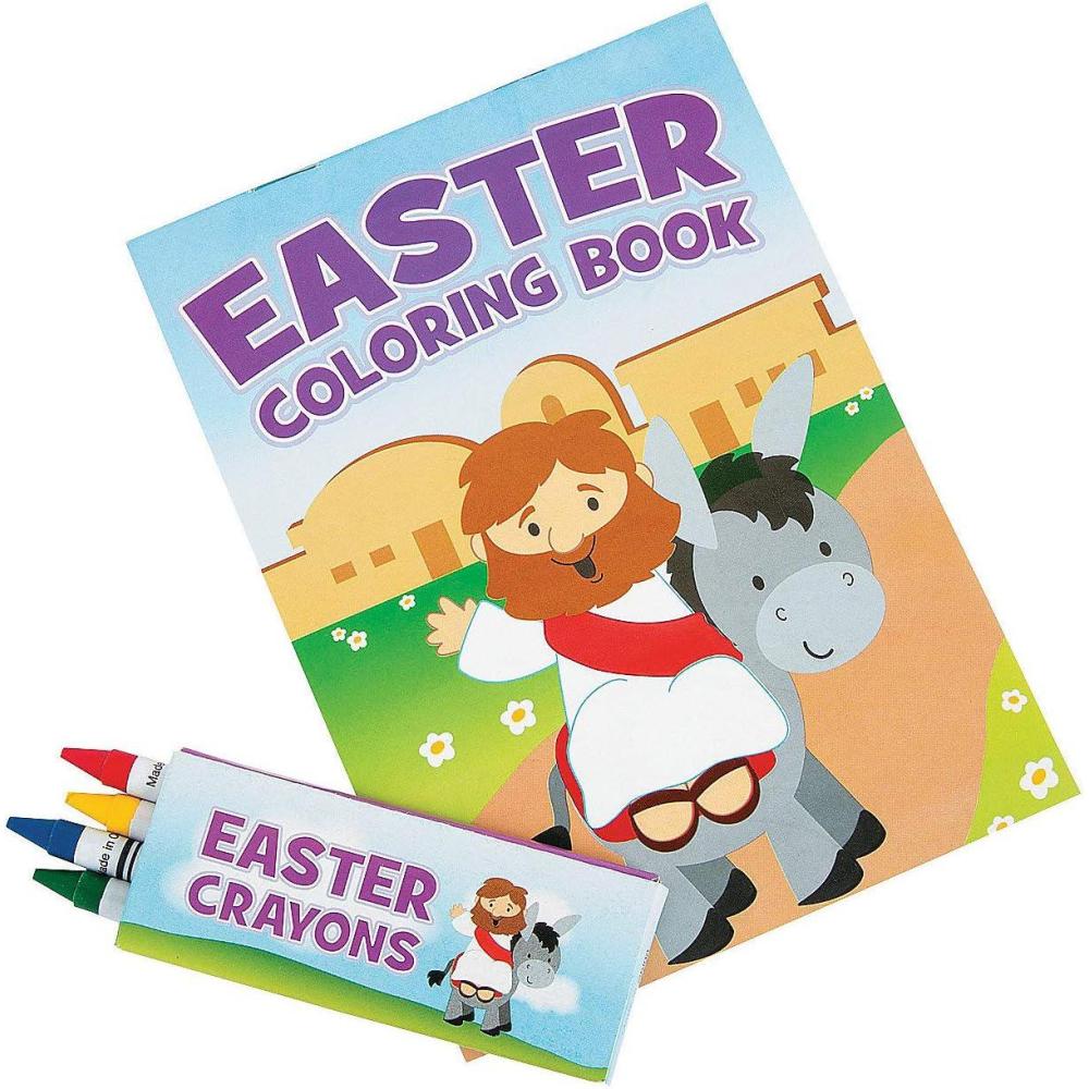 imageFun Express He Lives Mini Easter Coloring Books with Crayons Bulk Set 12 Christian Activity Kits for Kids Ages 48 Sunday School Prizes VBS Gifts ampamp Religious Party Favors for Church Activities