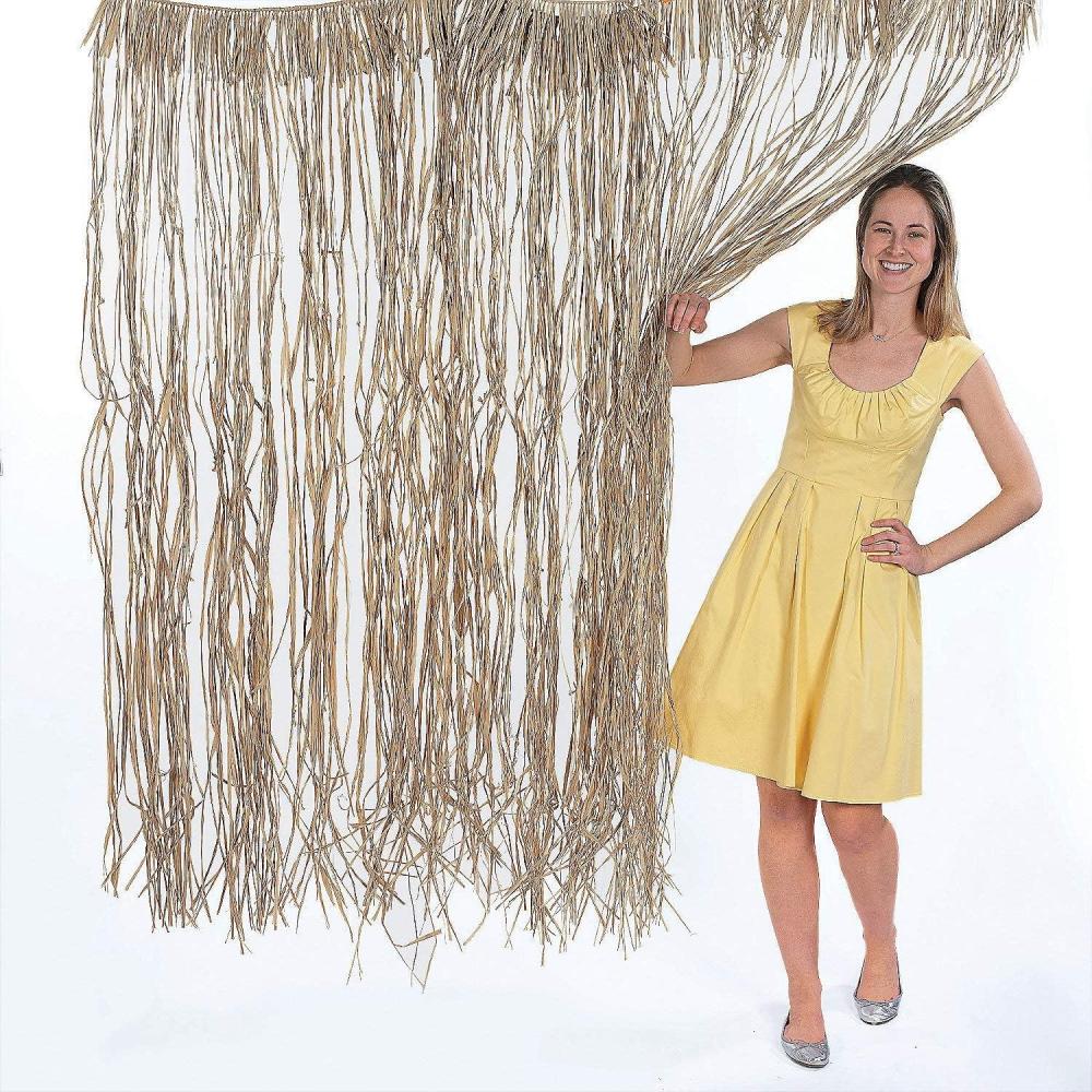 imageFun Express Natural Raffia Door Curtain  40 inches Wide x 5 feet Long  Luau and Summer Party Dcor  VBS Vacation Bible School SuppliesDecor