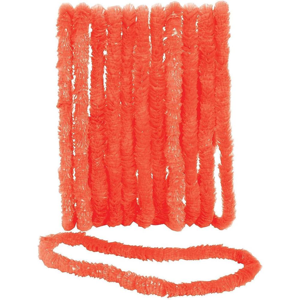 imageFun Express Orange Plastic Leis Bulk Set of 50 Luau and Tropical Party Supplies