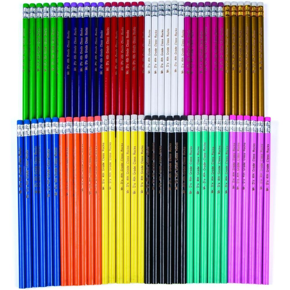 imageFun Express Personalized Wooden Pencils Bulk Classroom  72 Custom Engraved Pencils in Vibrant Colors  Perfect for Parties School and Office Use
