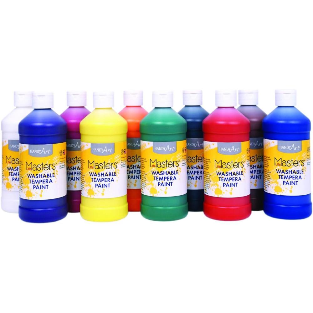 imageFun Express Washable Tempera Paint Set 10 Colors 16 oz Bottles Primary and Secondary Assortment