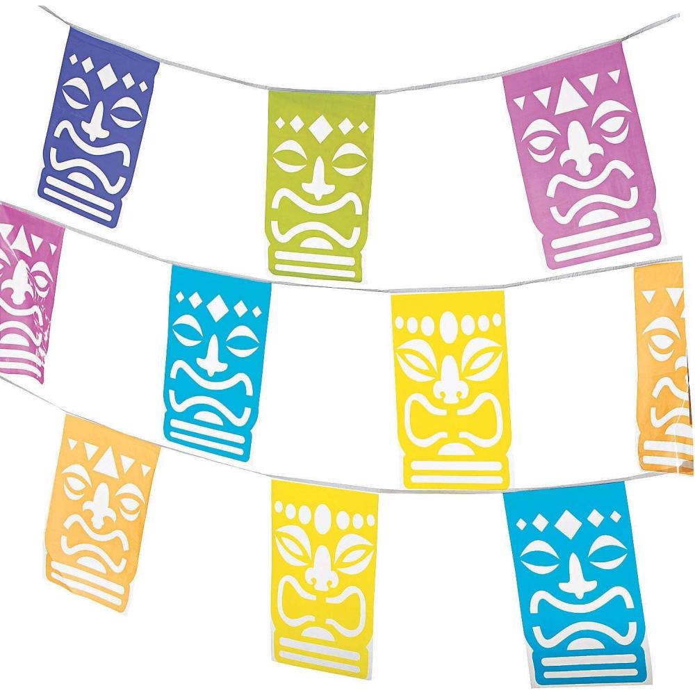 imageTiki Luau Cut Out Pennant Banner 100 feet long Tropical Party Decor