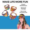 Fun Express – Hibiscus Print Luau Visors for Party – Apparel Accessories – Hats – Visors – Party – 12 Pieces Multicolor