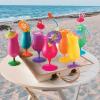 Fun Express 12 Pieces Plastic Tropical Hurricane Glasses, Holds 16 oz, BPA Free Plastic, Beach Party Supplies, Multi-Color