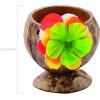 Fun Express Coconut Favor Cup with Flowers – Set of 12 – made with natural coconuts – Luau and Tiki Party Supplies (Favor Holders, Not For Drinking)