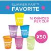 Fun Express Disposable Luau Cups (50 Cups) Bright Colors – Holds 16 oz(50 Count (Pack of 1))