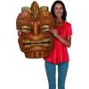 Fun Express Jumbo Tiki Mask Cardboard Cutouts 34-36 Inch – 3 Piece Set Brown Tribal Design | Perfect Tiki Bar Decor for Hawaiian Luau Party Decorations, Beach Themed Room & Tropical Wall Art Display