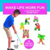 Fun Express Luau Tropical Themed Put Put Miniature Golf Game (Includes 4 Clubs, 4 Balls and 6 Hole Markers) Party Games for Kids