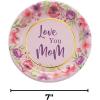 Fun Express Mother’s Day Party Floral Paper Dessert Plates – Floral Theme Disposable Dessert Paper Plates – Love You Mom Dinnerware Party Supplies Tableware for Birthday Baby Shower – 8 Pieces