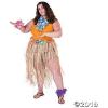 Plus Size Hula Skirt for Women, Raffia Grass with Hibiscus Flowers – Luau, Hawaiian, Tiki Party and Halloween Costume Multicolored