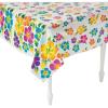 Fun Express Hibiscus Print Plastic Tablecloth (1 Piece) Luau & Tropical Party Supplies, 53″ x 73″