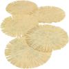 Fun Express Round Placemats Set of 12 – Premium Paper Place Mats for Round Table | 15 Inch Hawaiian Luau Party Supplies & Tropical Decorations | Natural Tan Fringe Design for Indoor Outdoor Events