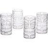 Fun Express Set of 8 Clear Tiki Plastic Mug Cups – each holds 14 oz – Luau Party Supplies