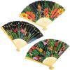 Fun Express Tropical Nights Folding Hand Fans Tiki and Luau Party Supplies – Fans for Wedding Party Favor – Fabric Sleeve for Protection – Multi-Colored Or Various Tropical Colors (Set of 12)