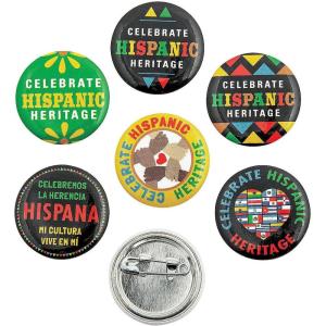 1 Inch Bulk Spanish Heritage Mini Buttons, 48 Pieces, Great for School, Classrooms, Educational and Motivational Favors