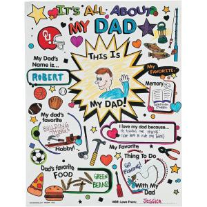 Color Your Own All About Dad Poster – Set of 30 – Father’s Day Craft Gifts for Kids and Fun Home Activities
