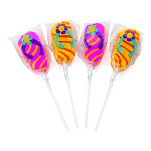 Flip Flop Sandals Lollipops – Luau Party Candy, 12 Individually Wrapped Suckers in Pineapple and Strawberry Flavors