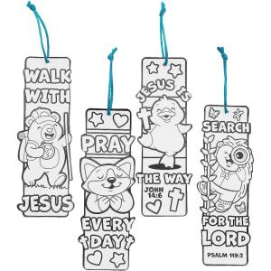 Fun Express 2 1/2″ x 7″ Color Your Own Religious Animal Bookmarks – 12 Pieces