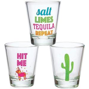 Fun Express Fiesta Shot Glasses – Glass, Set of 3 – Cinco de Mayo Party Supplies