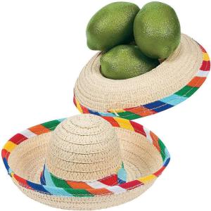 Fun Express Mini Sombrero Hats – Set of 12 – Fiesta Party and Cinco de Mayo Supplies and Decor