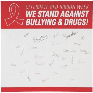 Fun Express Red Ribbon Week Autograph Poster for Students – Giant 6 Feet x 6 Feet Size – Drug Free School Classroom Supplies & Decorations | Say No to Drugs Awareness Prevention Educational Material