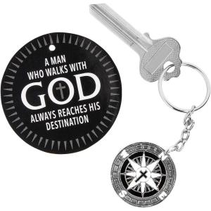 Fun Express Religious Father’s Day Compass Charm Keychains with Card, 12 Pieces