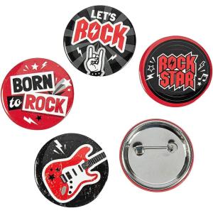 Fun Express Rock Star Buttons – Colorful VBS Vacation Bible School Supplies & Party Decor – Fun Eye-Catching Button Accessories for Kids – Perfect for Activities Rewards & Prizes – Set of 24 Pieces